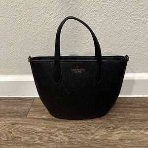 Kate Spade New York black glitter satchel tote bag